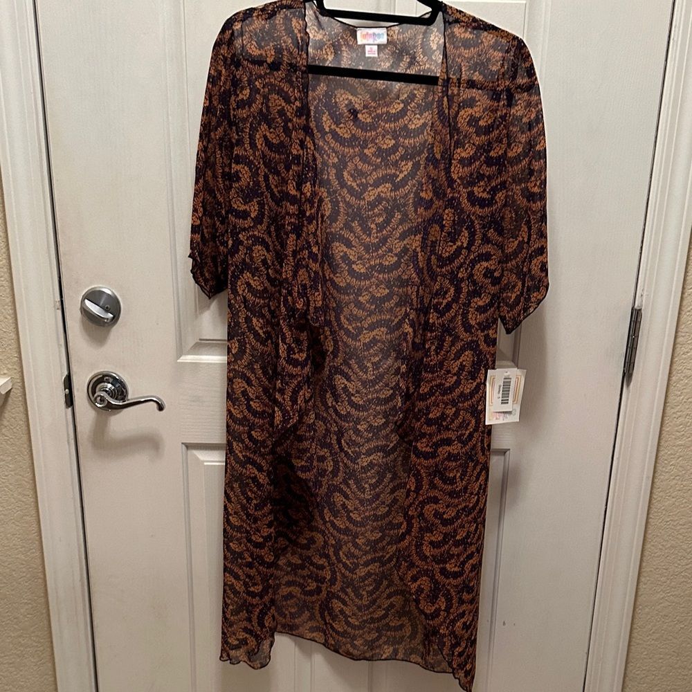 LuLaRoe Sheer Black and Brown Shirley Kimono, NWT